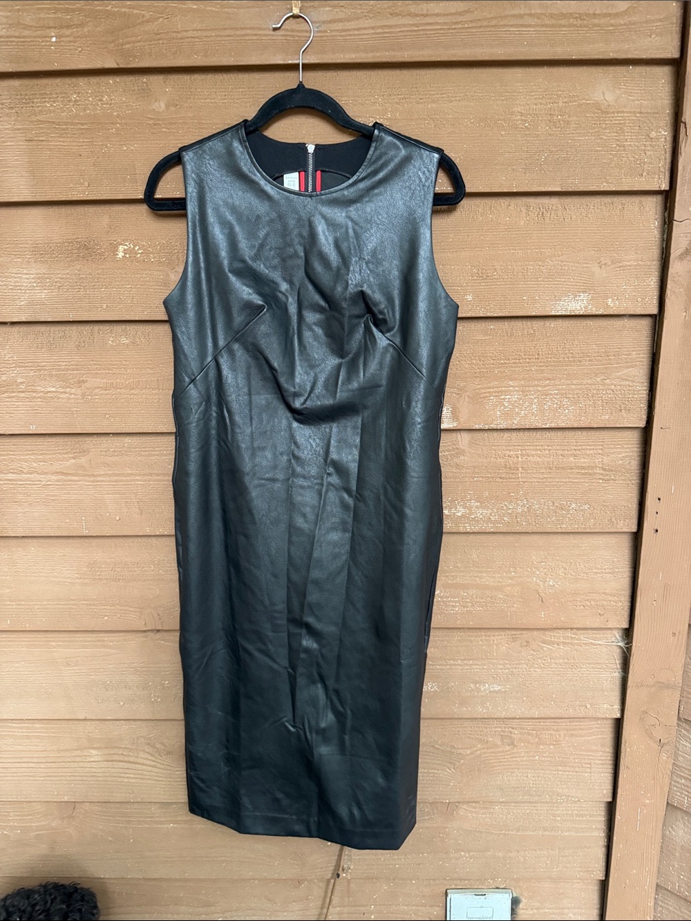 SPANX Black Faux Leather Sleeveless Sheath Dress size Medium